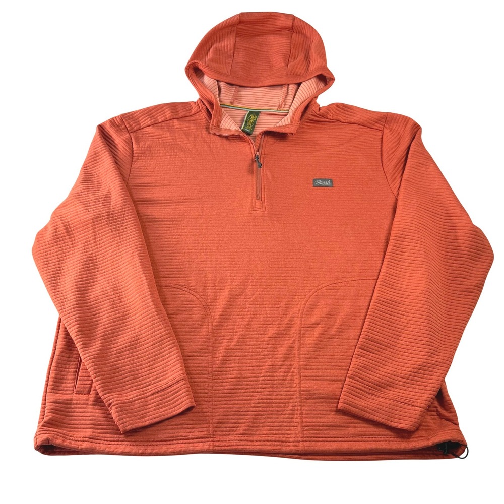 Marsh Wear Mens XXL Orange Textured Hooded Quarter Zip Pullover Hoodie
